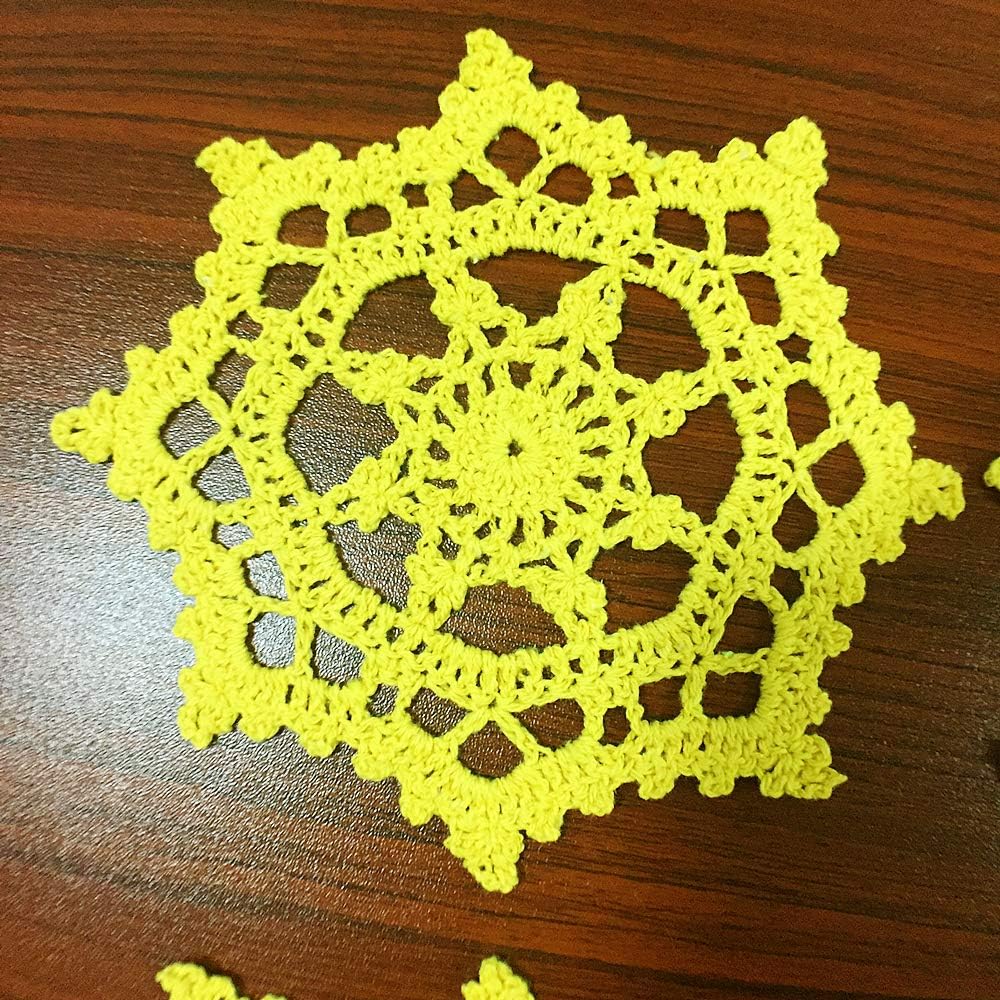 Embroidered Crochet Doilies Coasters Sets Table Centerpieces for Dining Room 4pcs/Set Yellow Lace Doilies