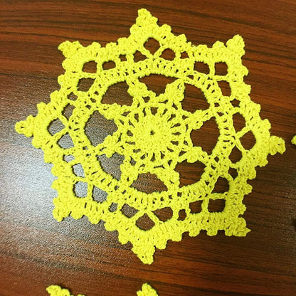Embroidered Crochet Doilies Coasters Sets Table Centerpieces for Dining Room 4pcs/Set Yellow Lace Doilies