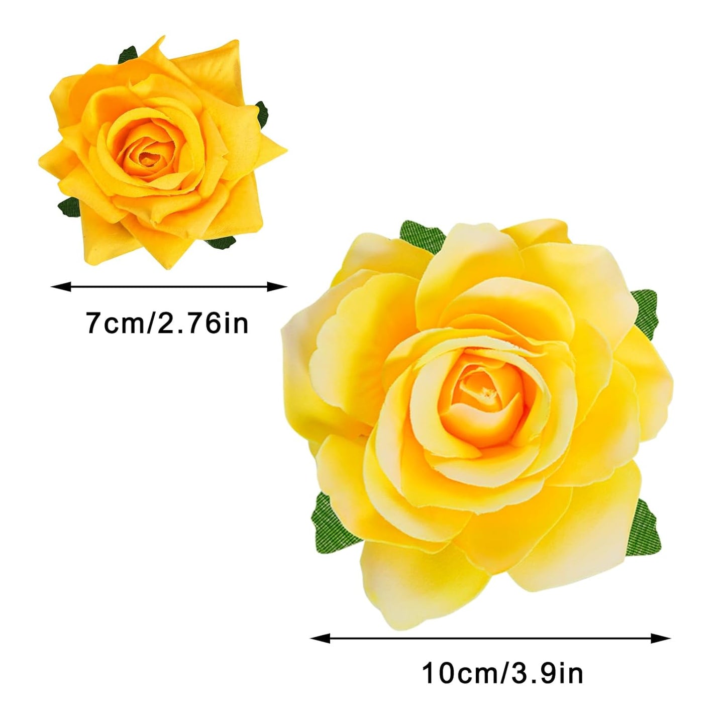 Rose Hair Clip Flower Hairpin Brooch Floral Clips, 4 Pcs Fabric Rose Flowers Hair Clips Mexican Hair Flowers Pin up Headpieces for Woman Girl Wedding Party Mother's Day (2 Sizes) (Yellow)