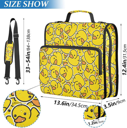 Rubber Ducks Yellow Print Zipper Binder Bag 3 Ring with Shoulder Strap & Handle Multi Pocket Binder Organizer Bag Large Capacity for School Office Supplies