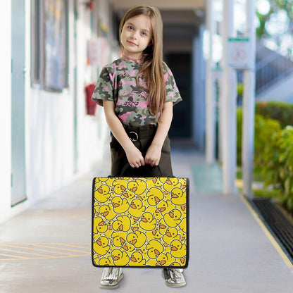 Rubber Ducks Yellow Print Zipper Binder Bag 3 Ring with Shoulder Strap & Handle Multi Pocket Binder Organizer Bag Large Capacity for School Office Supplies