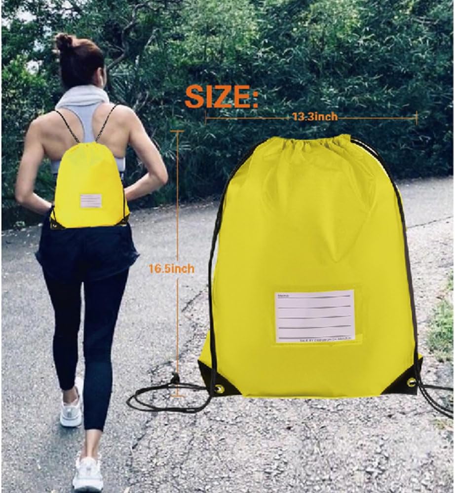 20 Pcs Drawstring Bags,Bulk Draw String Backpack, DIY Gym Sports Cinch Bag Sackpack for Women Men, Yellow