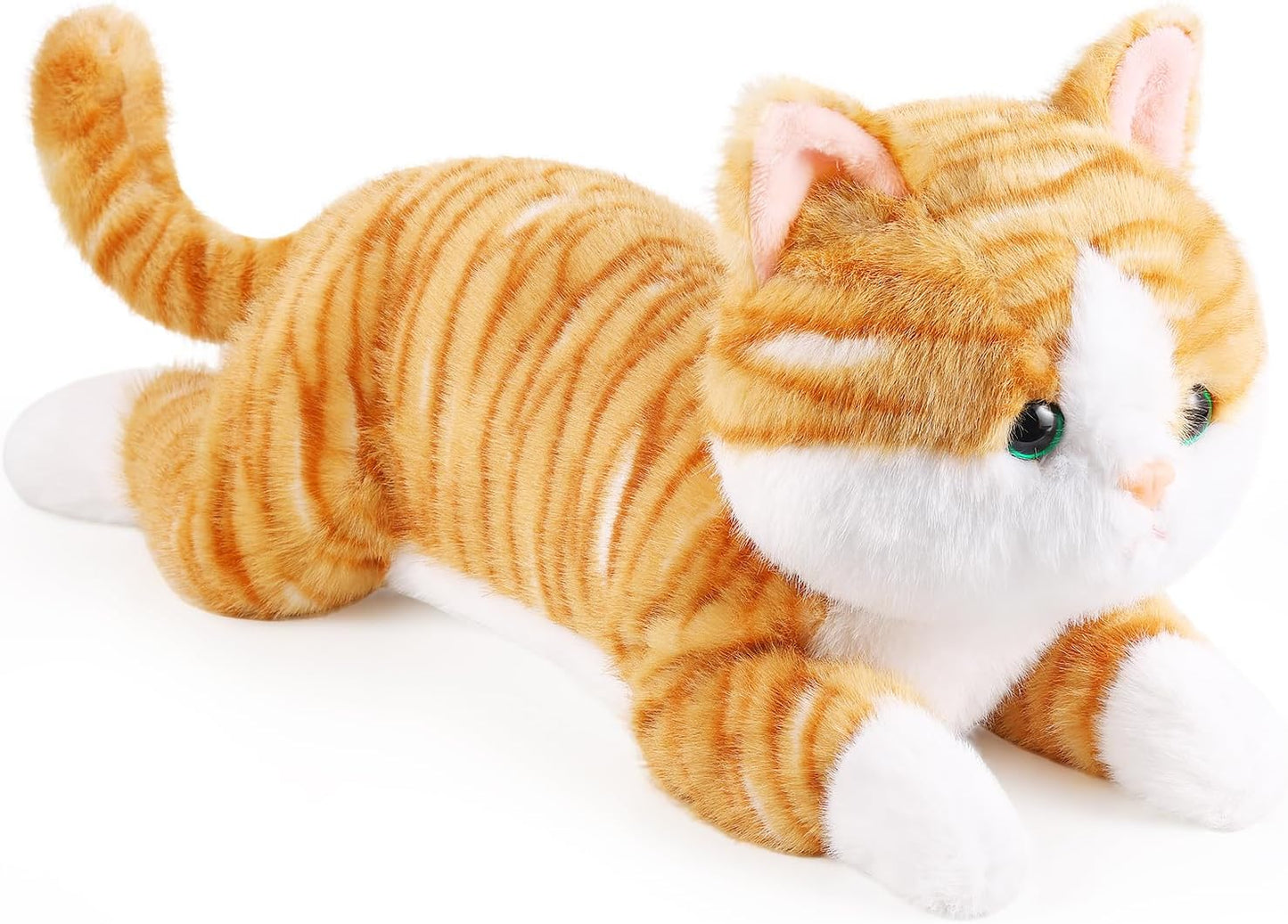 17.8 Inch Cat Plush Stuffed Animal Long Cute Cats Pillow Soft Doll Stuffed Cute Toys Animals Lover Gift Kid Birthday Holiday Party Favor(Yellow Cat)