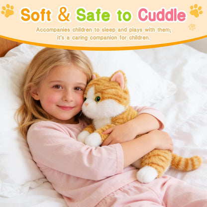 17.8 Inch Cat Plush Stuffed Animal Long Cute Cats Pillow Soft Doll Stuffed Cute Toys Animals Lover Gift Kid Birthday Holiday Party Favor(Yellow Cat)