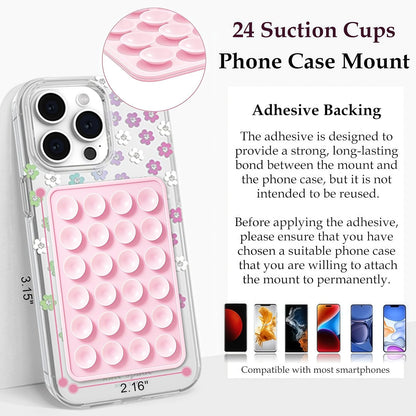 Anteel Silicone Suction Phone Case Mount, Silicon Adhesive Phone Accessory for Smartphones, Hands-Free Mirror Shower Phone Holder for Selfies, Tiktok Videos (Light Pink)