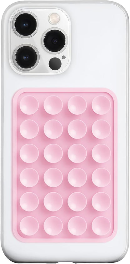 Anteel Silicone Suction Phone Case Mount, Silicon Adhesive Phone Accessory for Smartphones, Hands-Free Mirror Shower Phone Holder for Selfies, Tiktok Videos (Light Pink)