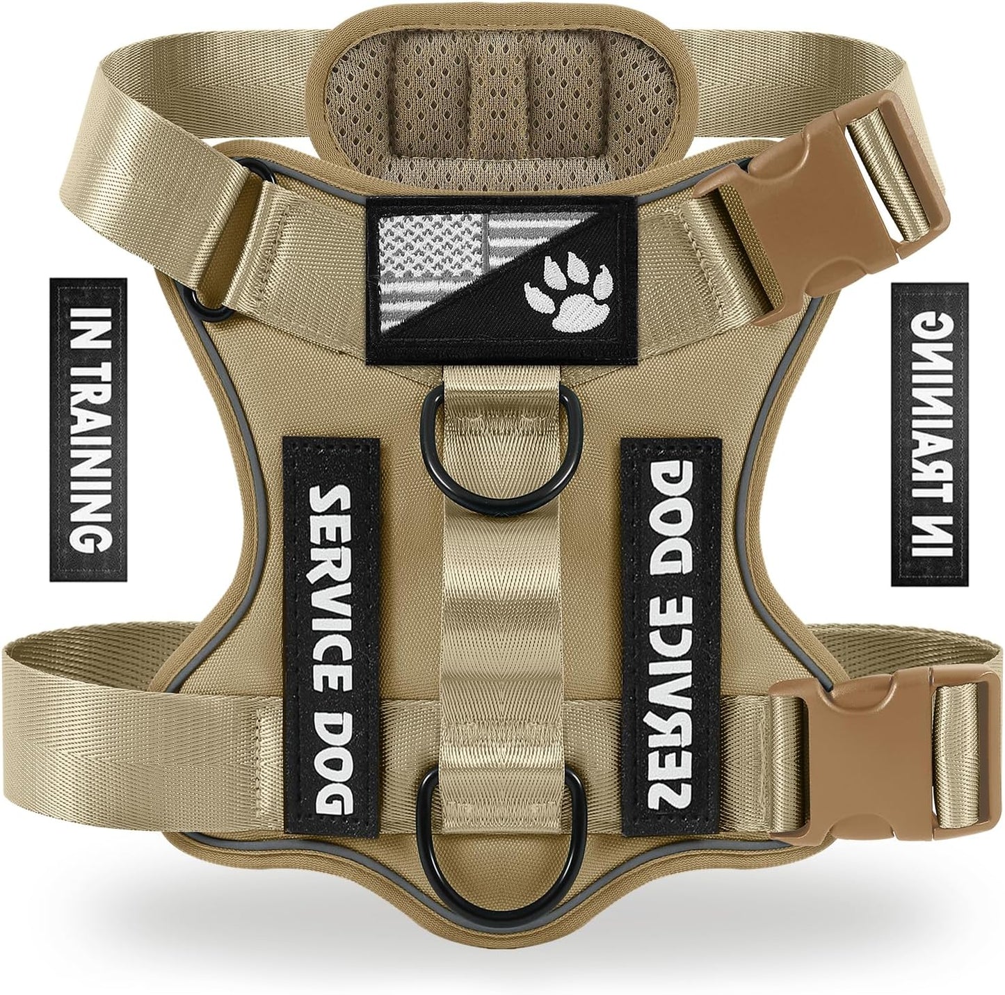 Service Dog Harness, Reflective Dog Vest Harness with 5 PCS Patches, Adjustable Soft Oxford Pet Harness, Inner Layer Mesh, Easy to Control for Small Medium Large Dogs