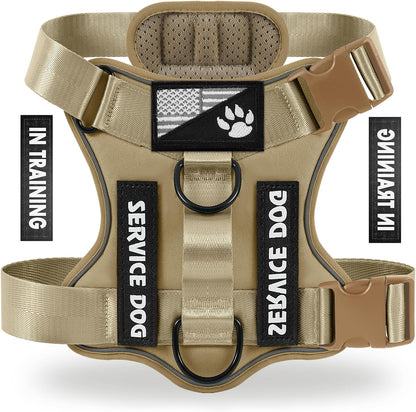Service Dog Harness, Reflective Dog Vest Harness with 5 PCS Patches, Adjustable Soft Oxford Pet Harness, Inner Layer Mesh, Easy to Control for Small Medium Large Dogs