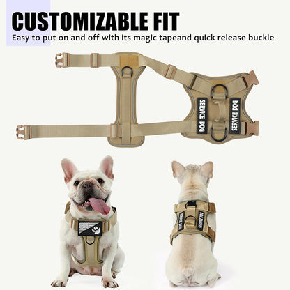 Service Dog Harness, Reflective Dog Vest Harness with 5 PCS Patches, Adjustable Soft Oxford Pet Harness, Inner Layer Mesh, Easy to Control for Small Medium Large Dogs