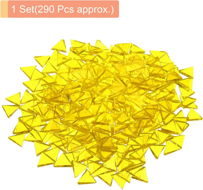 200g Stained Glass Mosaic Triangle 14mm Bright Yellow Glass Mosaic Tiles Bulk for Craft DIY Handmade Project
