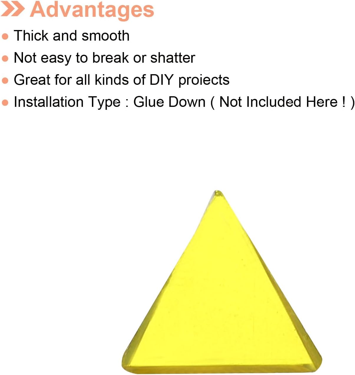 200g Stained Glass Mosaic Triangle 14mm Bright Yellow Glass Mosaic Tiles Bulk for Craft DIY Handmade Project