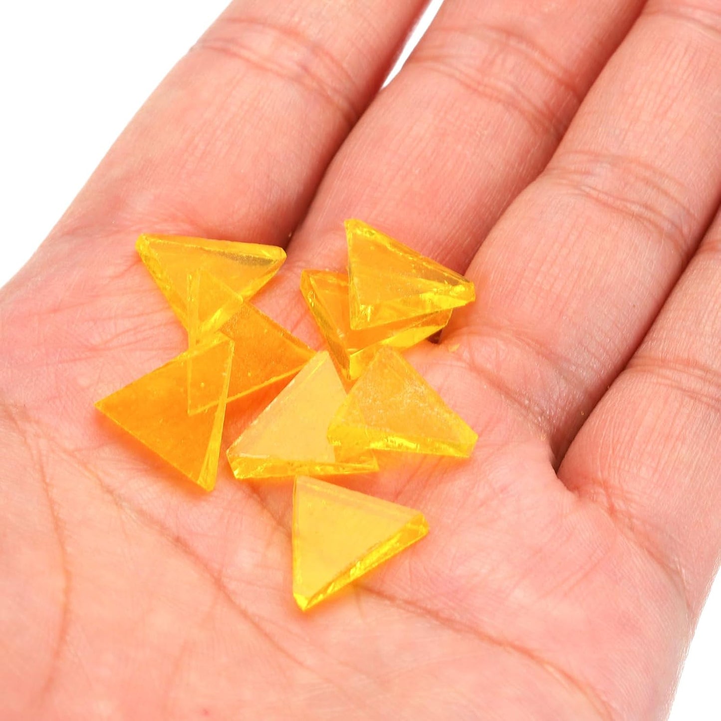 200g Stained Glass Mosaic Triangle 14mm Bright Yellow Glass Mosaic Tiles Bulk for Craft DIY Handmade Project