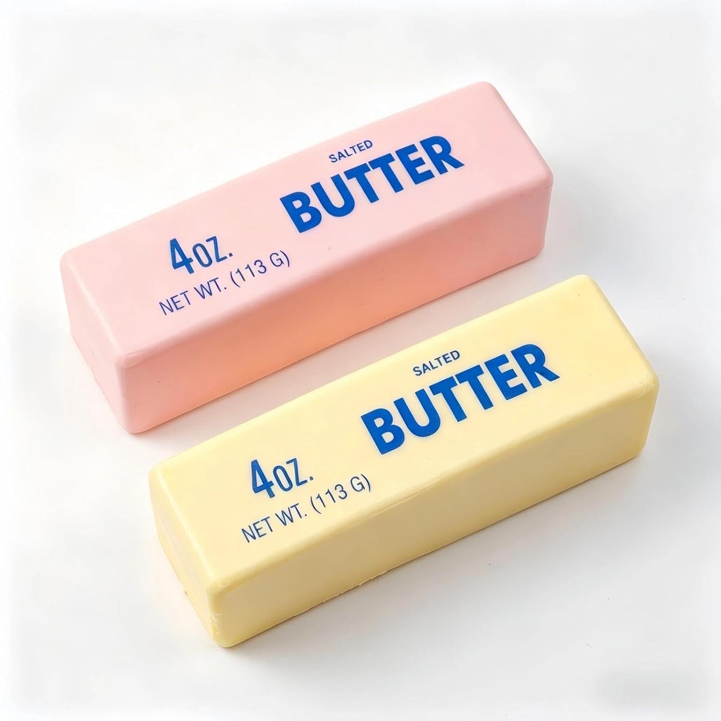 2 Pack Pink & Yellow Butter Squishy Slow Rebound Butter Squeeze Stress Ball | Realistic Soft Butter Stick Fidget Toy Slow Rising Squishy for Adults Anxiety & Stress Relief Sensory Gifts