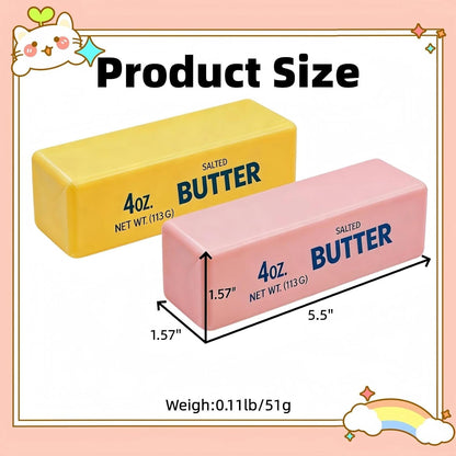 2 Pack Pink & Yellow Butter Squishy Slow Rebound Butter Squeeze Stress Ball | Realistic Soft Butter Stick Fidget Toy Slow Rising Squishy for Adults Anxiety & Stress Relief Sensory Gifts