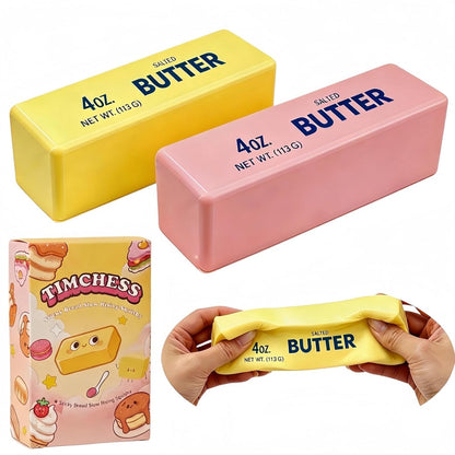 2 Pack Pink & Yellow Butter Squishy Slow Rebound Butter Squeeze Stress Ball | Realistic Soft Butter Stick Fidget Toy Slow Rising Squishy for Adults Anxiety & Stress Relief Sensory Gifts