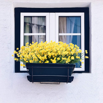 6PCS Artificial Flowers,Fake Greenery Faux Plastic Bushes Fake Shrubs UV Resistant No Fade Faux Plastic Plants for Wedding Hanging Bouquet Indoor Outdoor Home Garden Office Table Vase(Yellow)