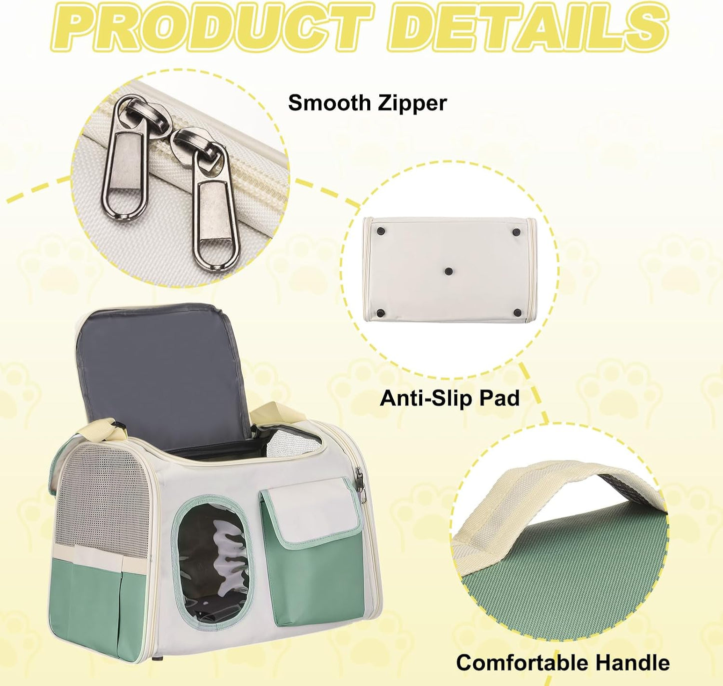 Cat Carrier for Pet, Adjustable Shoulder Strap, Breathable Dog Carrier Cat Carrying Case Pet Travel Bag (Yellow), Intended for Hiking/Camping/Traveling