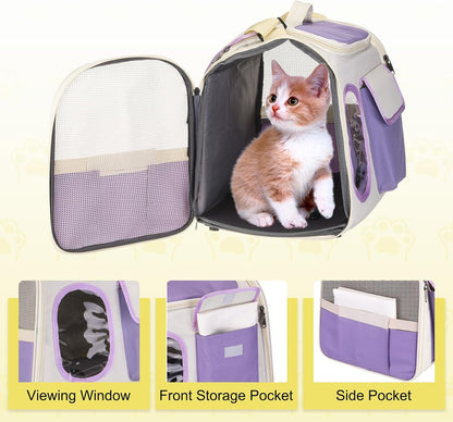 Cat Carrier for Pet, Adjustable Shoulder Strap, Breathable Dog Carrier Cat Carrying Case Pet Travel Bag (Yellow), Intended for Hiking/Camping/Traveling