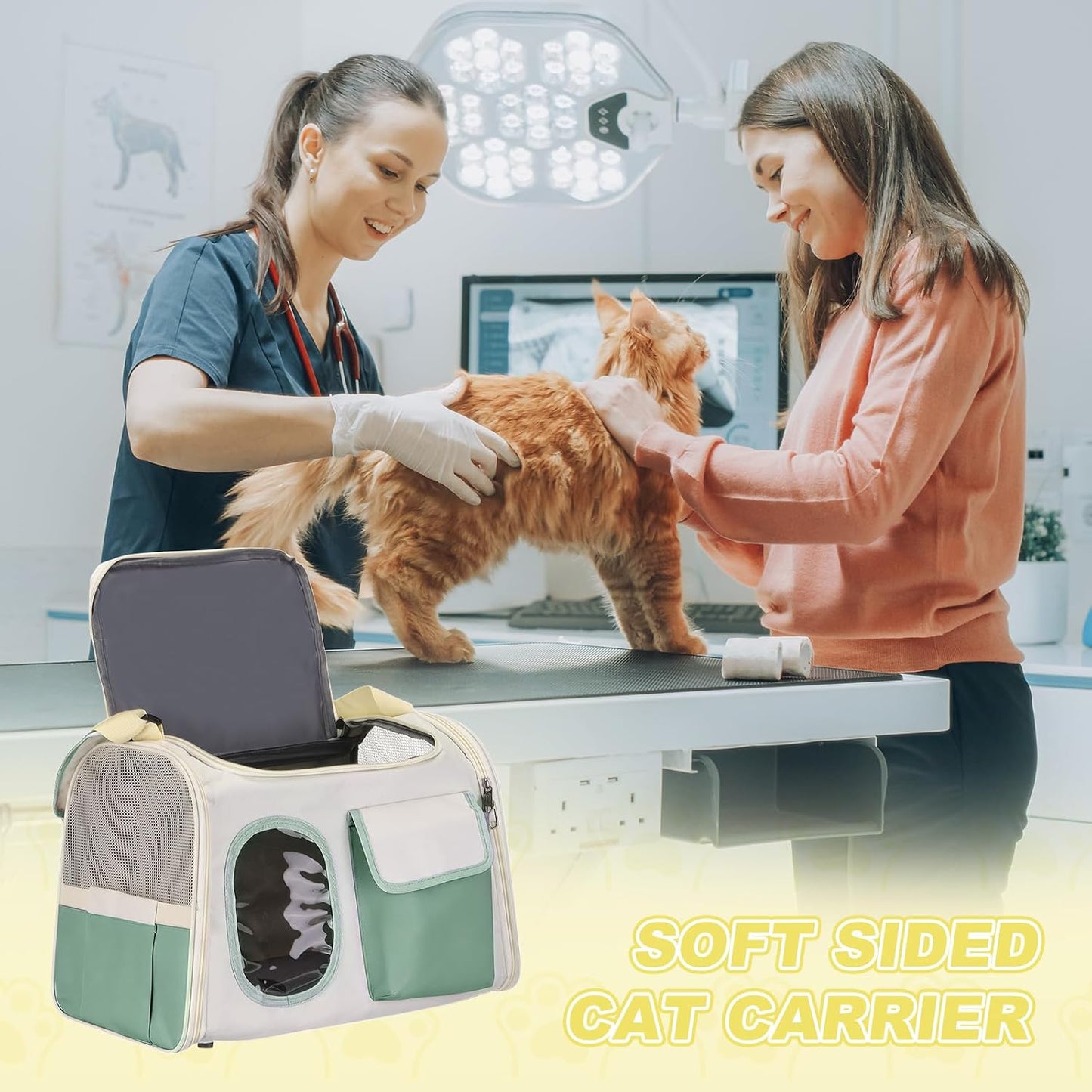Cat Carrier for Pet, Adjustable Shoulder Strap, Breathable Dog Carrier Cat Carrying Case Pet Travel Bag (Yellow), Intended for Hiking/Camping/Traveling