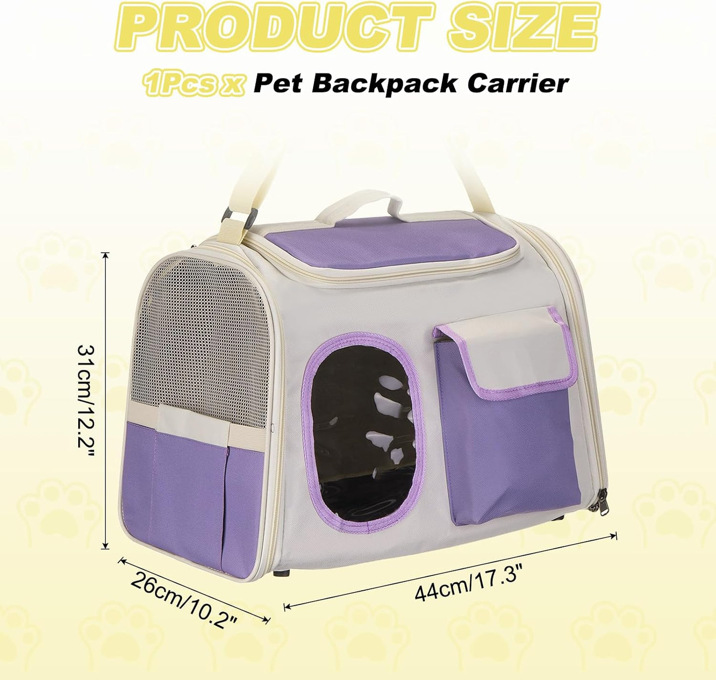 Cat Carrier for Pet, Adjustable Shoulder Strap, Breathable Dog Carrier Cat Carrying Case Pet Travel Bag (Yellow), Intended for Hiking/Camping/Traveling