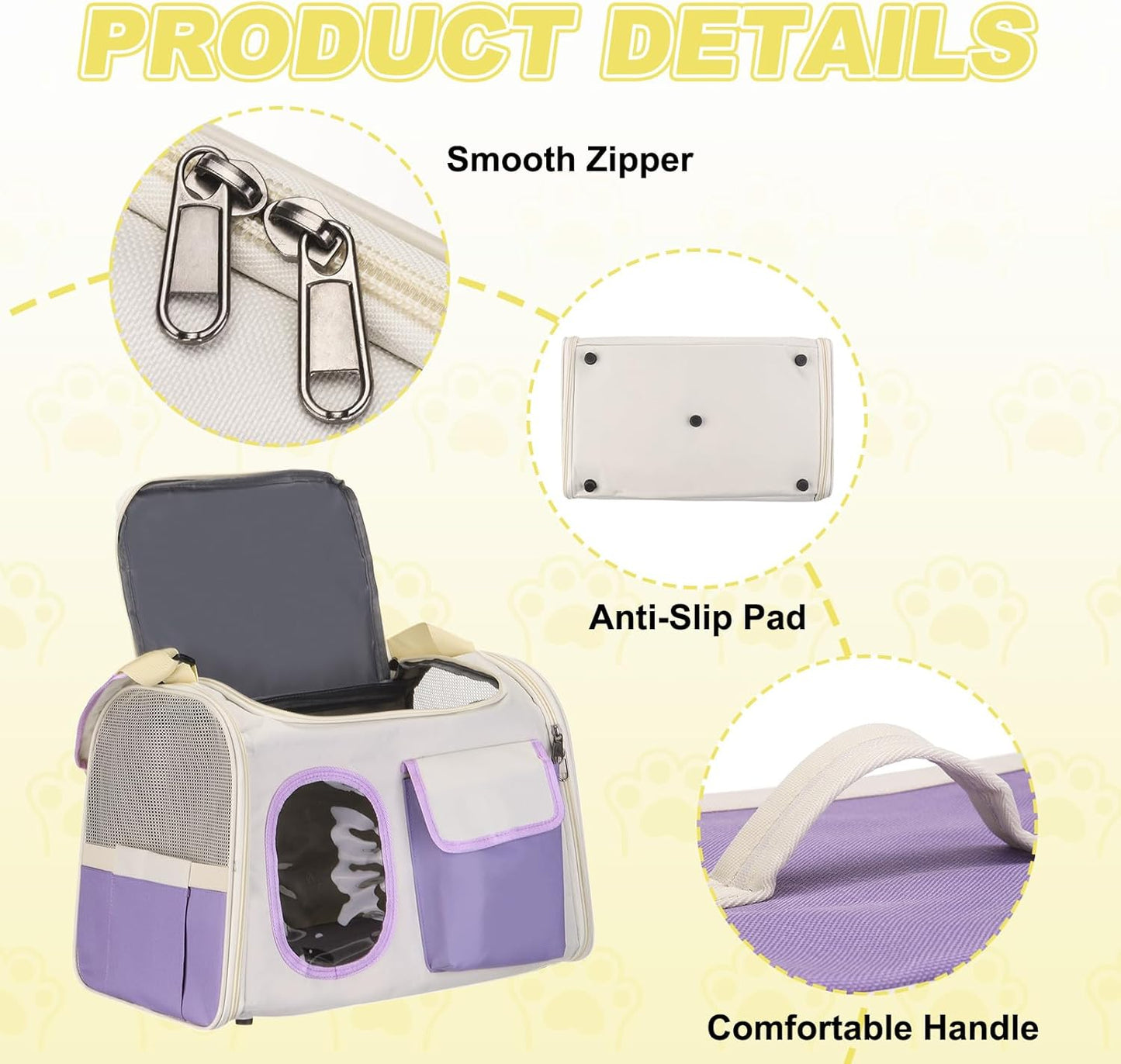 Cat Carrier for Pet, Adjustable Shoulder Strap, Breathable Dog Carrier Cat Carrying Case Pet Travel Bag (Yellow), Intended for Hiking/Camping/Traveling