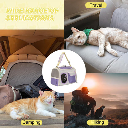 Cat Carrier for Pet, Adjustable Shoulder Strap, Breathable Dog Carrier Cat Carrying Case Pet Travel Bag (Yellow), Intended for Hiking/Camping/Traveling