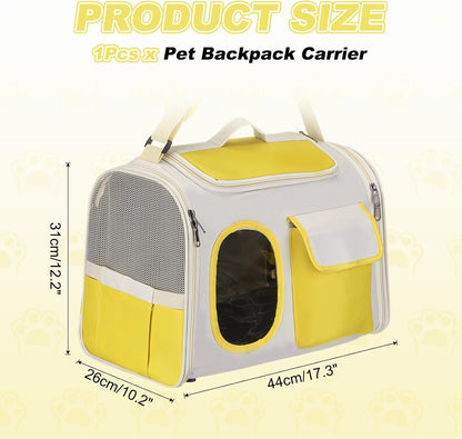 Cat Carrier for Pet, Adjustable Shoulder Strap, Breathable Dog Carrier Cat Carrying Case Pet Travel Bag (Yellow), Intended for Hiking/Camping/Traveling