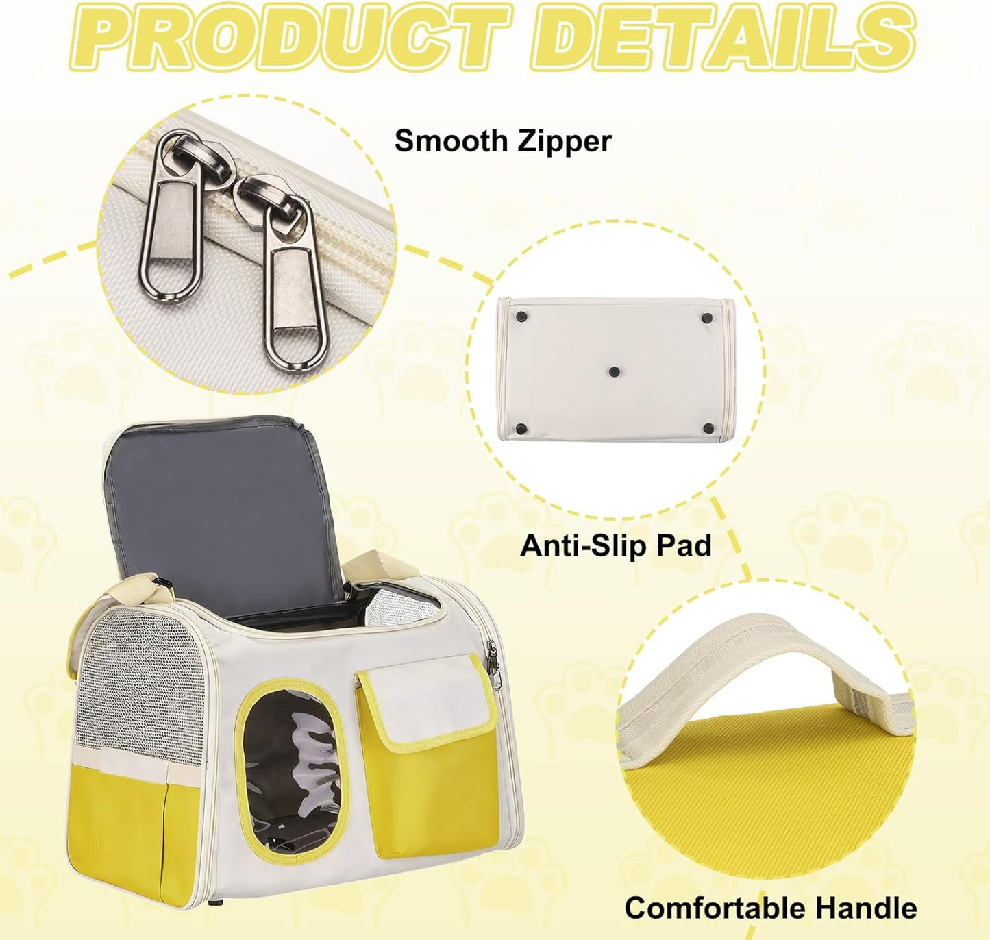 Cat Carrier for Pet, Adjustable Shoulder Strap, Breathable Dog Carrier Cat Carrying Case Pet Travel Bag (Yellow), Intended for Hiking/Camping/Traveling