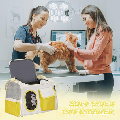 Cat Carrier for Pet, Adjustable Shoulder Strap, Breathable Dog Carrier Cat Carrying Case Pet Travel Bag (Yellow), Intended for Hiking/Camping/Traveling