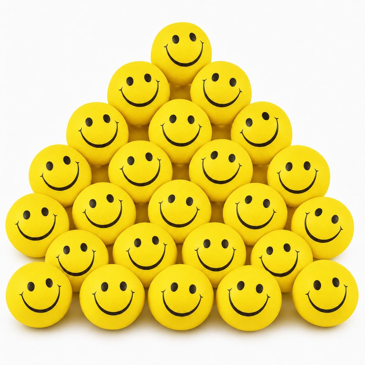 24 Smile Face Stress Balls, Squishy Toys Bulk for Adults and Kids | Happy Face Yellow Party Favors, Goodie Bags Pinata Stuffers, Squeeze Balls for Hand Therapy, Classroom Prize 2 Inch Mini Toys