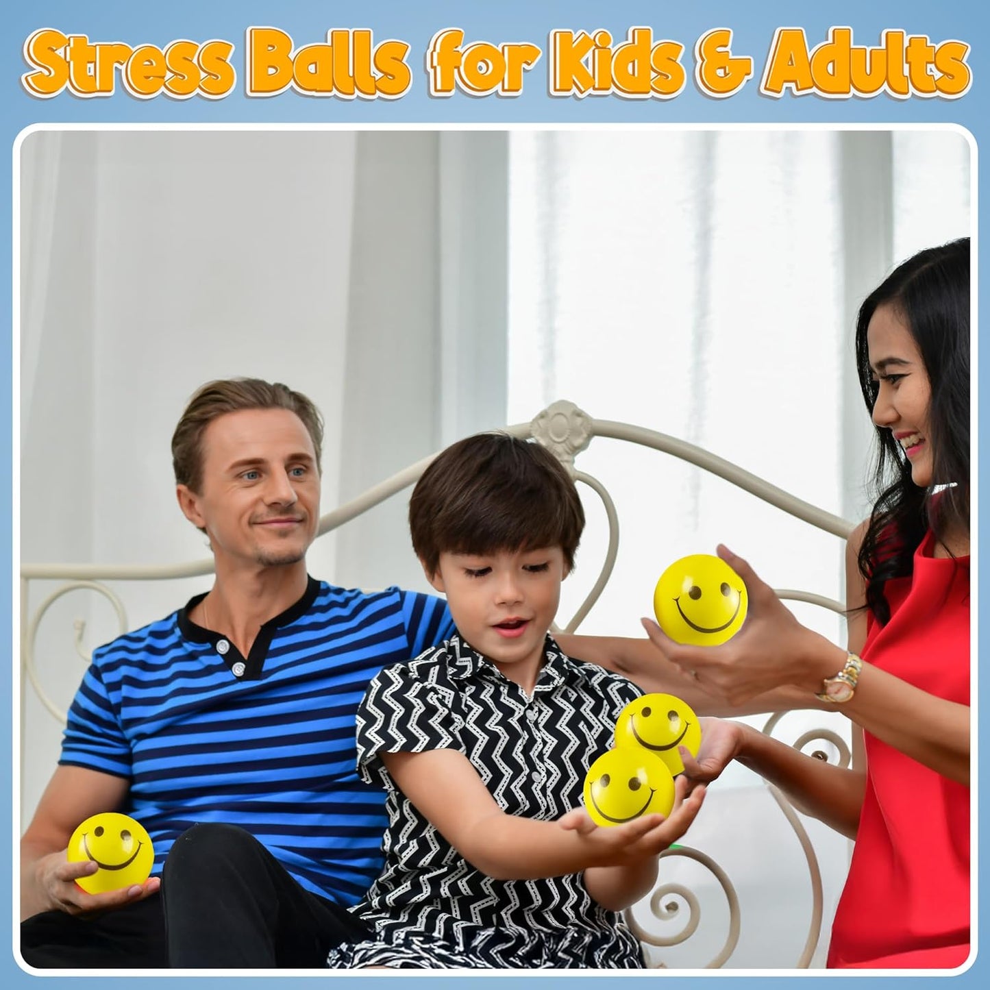24 Smile Face Stress Balls, Squishy Toys Bulk for Adults and Kids | Happy Face Yellow Party Favors, Goodie Bags Pinata Stuffers, Squeeze Balls for Hand Therapy, Classroom Prize 2 Inch Mini Toys