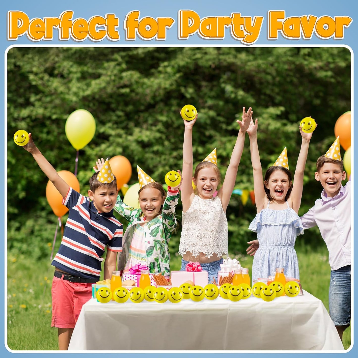 24 Smile Face Stress Balls, Squishy Toys Bulk for Adults and Kids | Happy Face Yellow Party Favors, Goodie Bags Pinata Stuffers, Squeeze Balls for Hand Therapy, Classroom Prize 2 Inch Mini Toys
