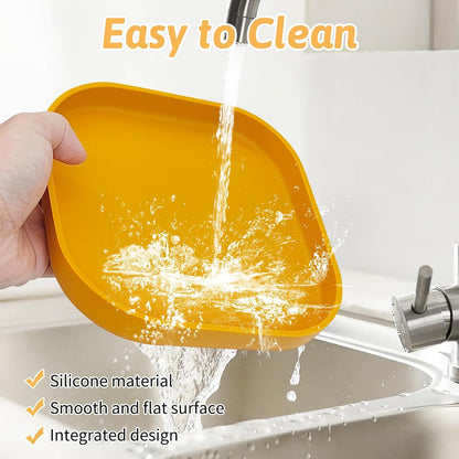 2PCS Silicone Cat Bowls Set 5.9 x 5.9 in Shallow Dog Dish Whisker Friendly Cat Food Plate for Dry & Wet Food Dishwasher Safe Non-Slip Pet Feeding Bowls for Kittens and Puppies (Yellow)