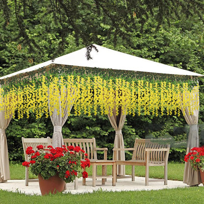 Artificial Wisteria Hanging Flowers Fake Wisteria Flower Garland Silk Vines Rattan Decor for Home Wedding Arch Wall Garden Greenery Bedroom Outdoor Office Party Decoration(24, Yellow)