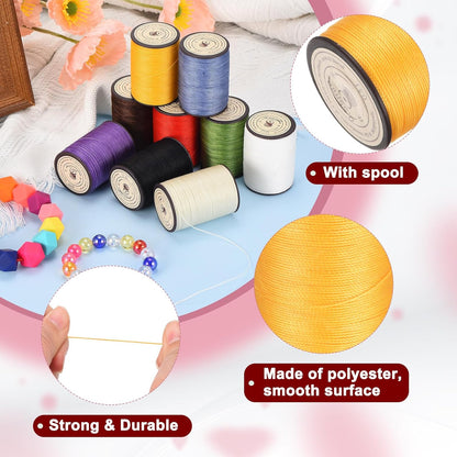 Waxed Cord 0.55mm Yellow Waxed Polyester Cord 131 Yards String Thread Macrame Beading Wax Cord for Bracelet Necklace Jewelry Making