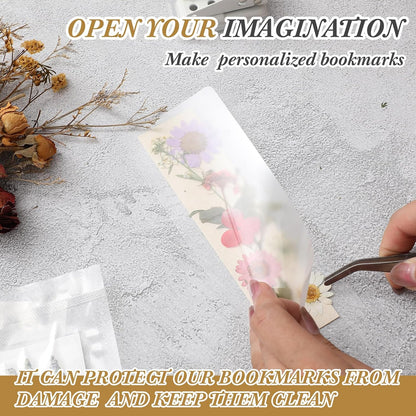 Fuyoooo 376 Pcs Pressed Flowers Bookmark Making Kit, DIY Bookmark Laminating Pouches with Tassels and Puncher, Handmade Craft Kit for Women, DIY Gifts for Book Lovers (Orange Yellow,2 x 6 Inch)