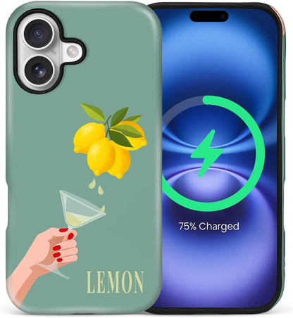 for iPhone 17 Case for Women Girl Men Boy, Compatible with MagSafe, Shockproof Soft Silicone & Hard PC Shell Protective Case for iPhone 17 - Yellow Lemon Summer Aesthetic