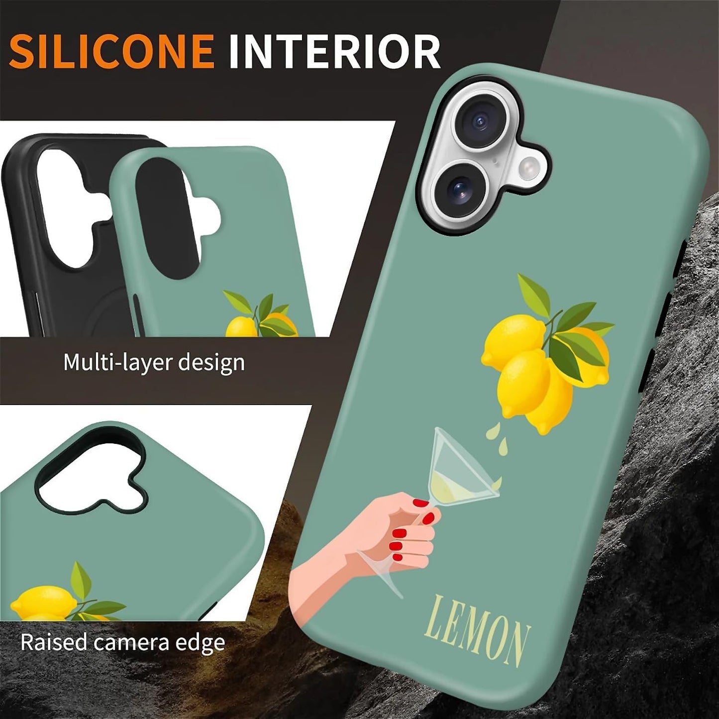 for iPhone 17 Case for Women Girl Men Boy, Compatible with MagSafe, Shockproof Soft Silicone & Hard PC Shell Protective Case for iPhone 17 - Yellow Lemon Summer Aesthetic
