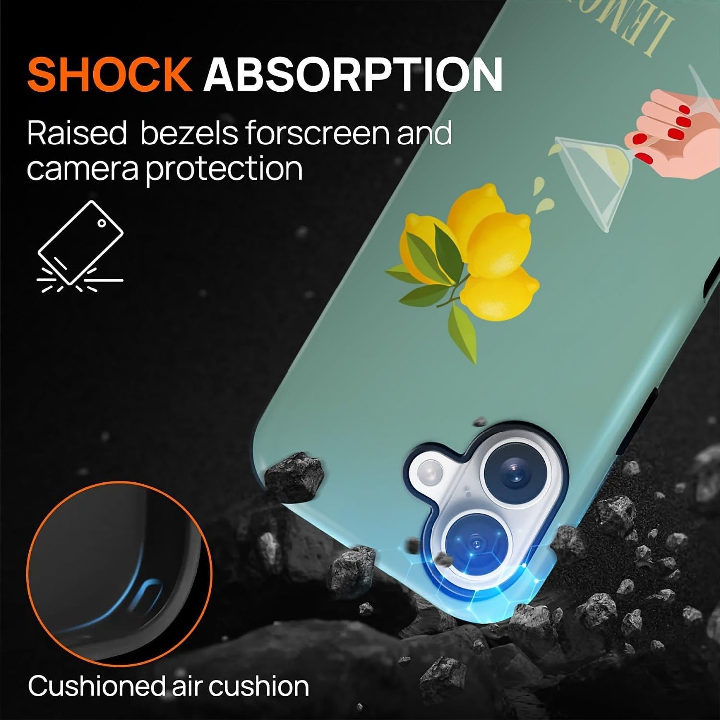 for iPhone 17 Case for Women Girl Men Boy, Compatible with MagSafe, Shockproof Soft Silicone & Hard PC Shell Protective Case for iPhone 17 - Yellow Lemon Summer Aesthetic