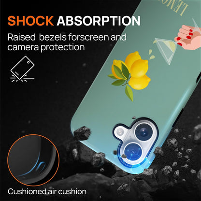 for iPhone 17 Case for Women Girl Men Boy, Compatible with MagSafe, Shockproof Soft Silicone & Hard PC Shell Protective Case for iPhone 17 - Yellow Lemon Summer Aesthetic