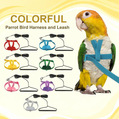 Bird Harness Leash, Adjustable Pet Parrot Bird Harness and Leash Lightweight Anti-Bite Flight Training Rope with Cute Wing, (Yellow, XS), Intended for Parrots/Pigeons/Budgies