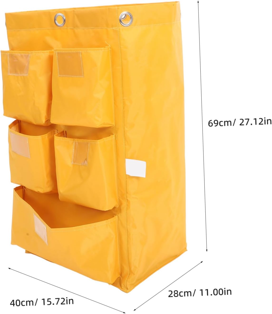 Waterproof Janitorial Bag for Cleaning Carts Sturdy Canvas Housekeeping Supply Organizer 10-Piece Capacity Collection Bag for Hotels and Commercial Use