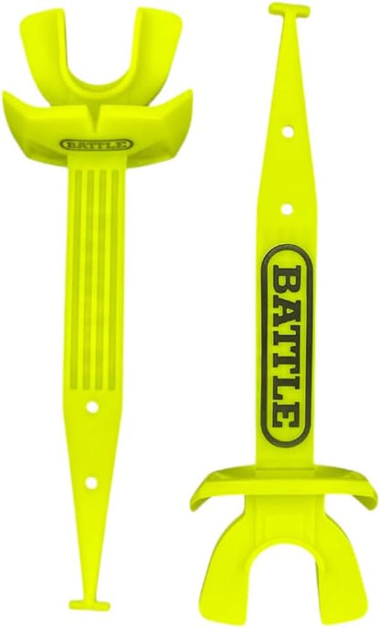 Sports Speed Pro Two-Tone Mouthguard, Neon Yellow/Yellow | Braces compatible with no boiling required, Thicker connected strap resists tearing, Airflow channels boost breathability