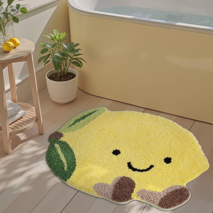 Cute Bathroom Rugs, Funny Fruit Rug, Soft Plush Fluffy Yellow Bath Mat, Absorbent, Non-Slip for Bathroom, Kitchen Sink, Bedroom, Kid's Bedroom, and Living Room, 20.5"x29", Lemmy