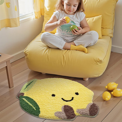 Cute Bathroom Rugs, Funny Fruit Rug, Soft Plush Fluffy Yellow Bath Mat, Absorbent, Non-Slip for Bathroom, Kitchen Sink, Bedroom, Kid's Bedroom, and Living Room, 20.5"x29", Lemmy
