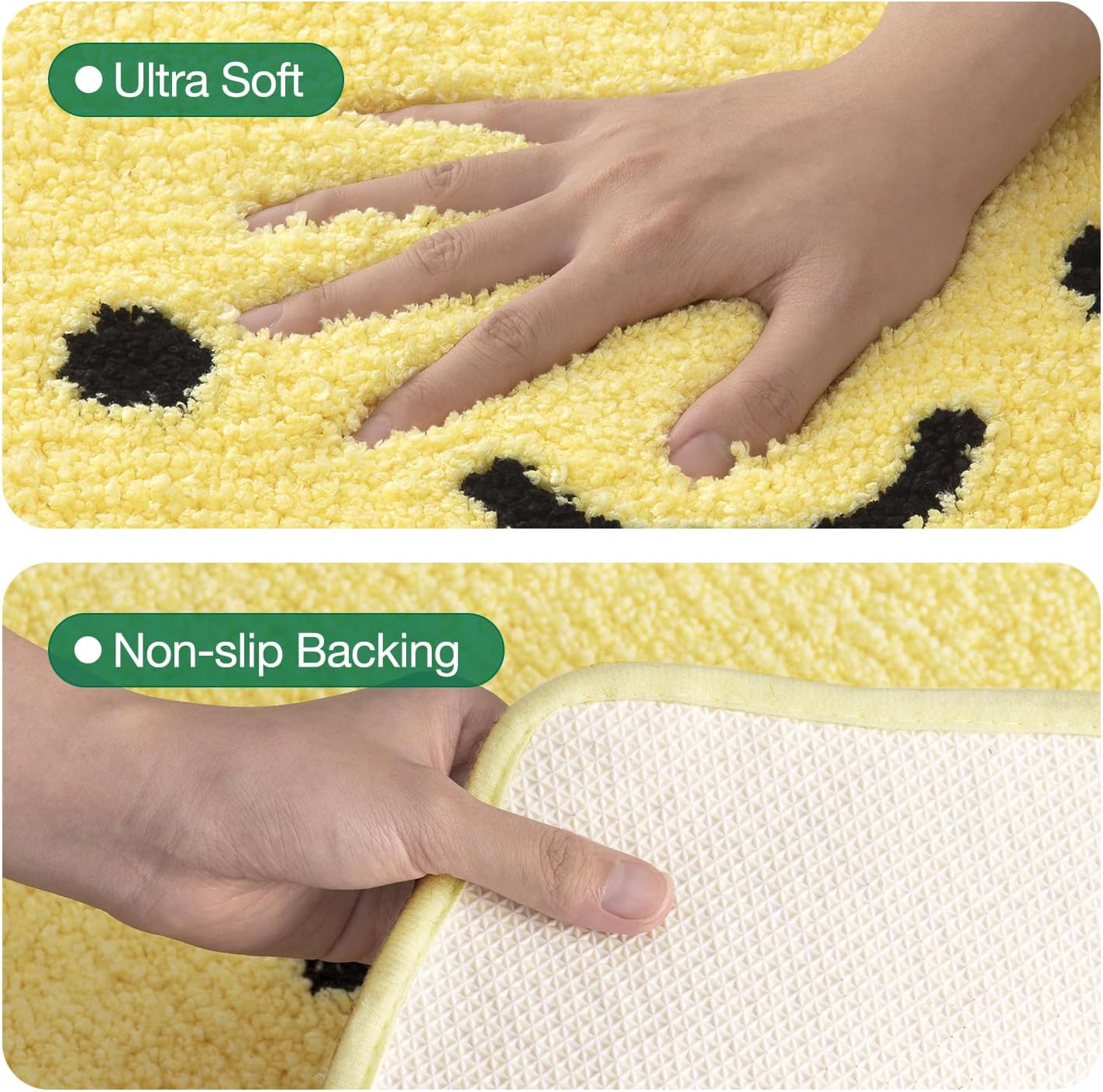 Cute Bathroom Rugs, Funny Fruit Rug, Soft Plush Fluffy Yellow Bath Mat, Absorbent, Non-Slip for Bathroom, Kitchen Sink, Bedroom, Kid's Bedroom, and Living Room, 20.5"x29", Lemmy