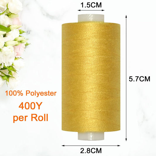 All Purpose Sewing Thread-2 Spools of Hand Polyester Sewing Thread for Sewing Machine for Hand and Machine Sewing(Medium Yellow, 2 spools)