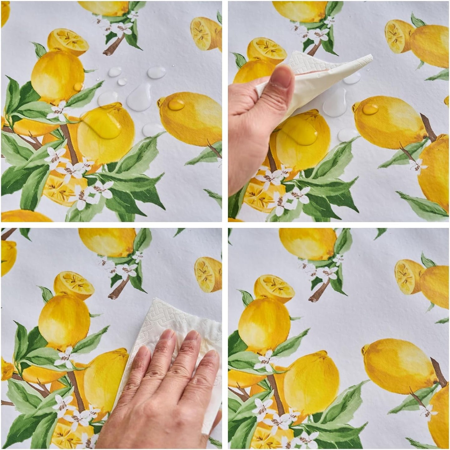 Vinyl Tablecloth with Flannel Backing - Waterproof, Oil-Proof, Easy to Clean -Plastic Table Cloth - Perfect for Dining Tables, Kitchen Tables, Parties (Lemon, 60×84 Inch Rectangular)