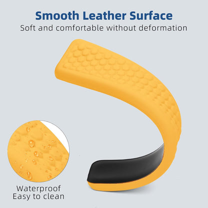 Leather Wrist Rest for Keyboard and Mouse, Comfort Memory Foam Wrist Rest with Non-Slip PU Base, Ergonomic Keyboard Wrist Support for Typing Pain Relief, Protect Hand and Arm (Yellow)