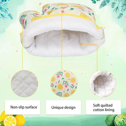 4 PCS Lemon Oven Mitts and Potholders Set, Cute Lemon Flower Oven Mitt Pot Holder Heat Resistant Non-Slip Cooking Gloves for Spring Summer Holiday Grilling Baking Party Favor Decor